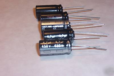 New 4.7UF 450V qty.5 radial lead capacitors valve radio 