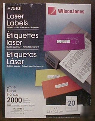 Wilson jones 75101--1 x 4 white laser labels-avery 5161