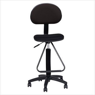 Multi-task seating: stool w footrest fabric black
