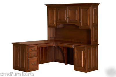 New l shape desk executive office system credenza maple 