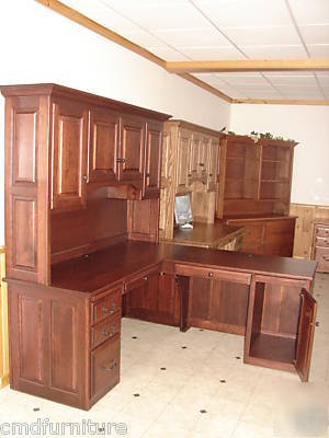 New l shape desk executive office system credenza maple 
