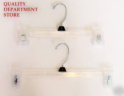50 assorted clear & white plastic retail pant hangers 