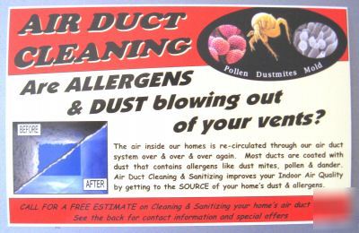 Air duct cleaning marketing - oversized postcards 