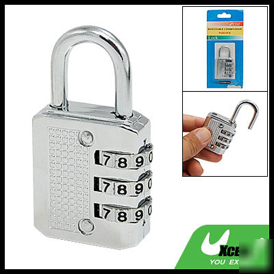 3 digit luggage backpack resettable combination padlock