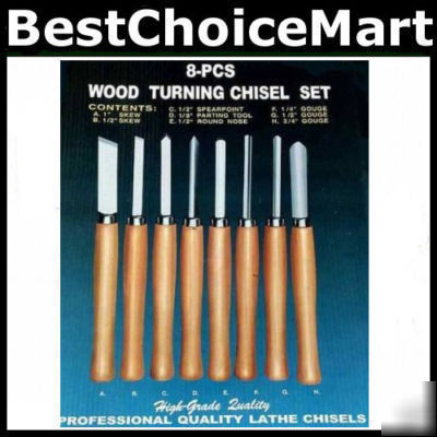 Lathe chisels 8-pc set wood turning hand tools - 02615