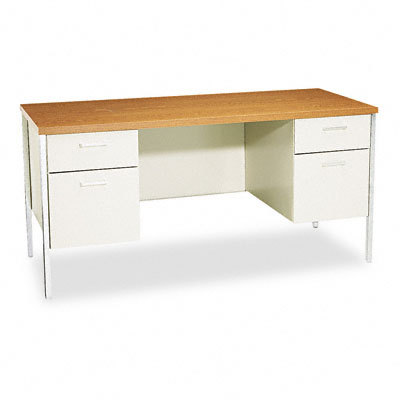 34000 series kneespace credenza, medium oak/putty