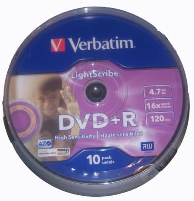 40 verbatim lightscribe blank dvd discs dvd+r 16X 4.7GB