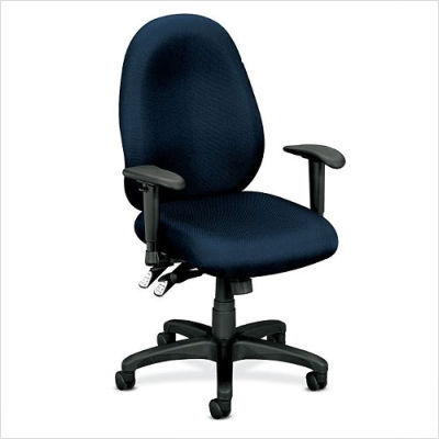 Basyx navy blue fabric task chair asynchronous control