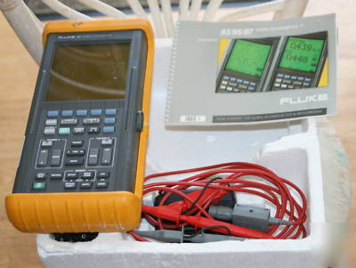 Fluke 97 50 mhz scopemeter w/box,manual, probes & ps