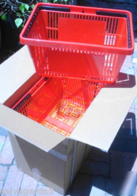 Lot of 2 assorted color jumbo store shopping baskets