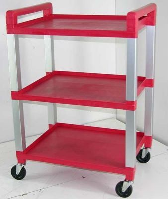 New cart, 3 shelf utility, red poly light duty