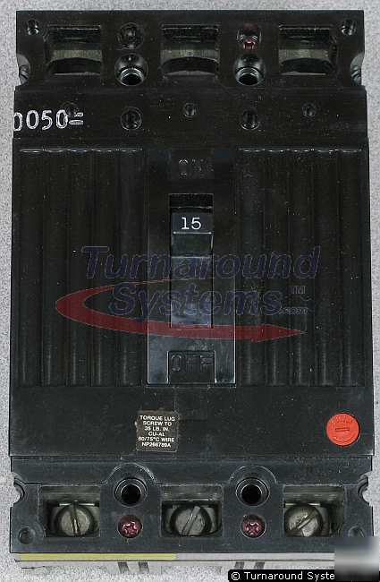 New ge TED134C5015 circuit breaker, 15 amp, 50 degrees, 