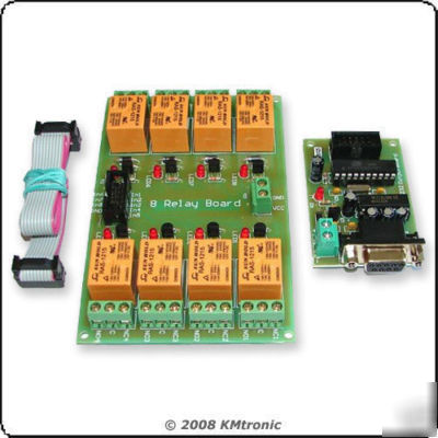 RS232 serial com controlled eight channel relay board