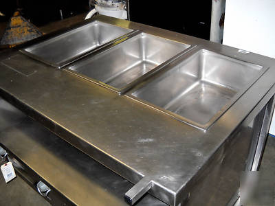 Wells 3 compartment steam table with warming drawer