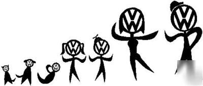 Vw bug stick people family decal window van light 