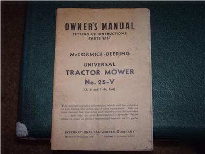 Mccormick no.25-v owner's manual setting up instruction
