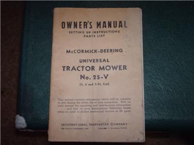 Mccormick no.25-v owner's manual setting up instruction