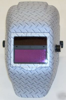 Solar auto darkening helmet welding tread plate