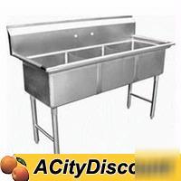 Stainless 3 compartment sink 18INX18INX12IN bowls