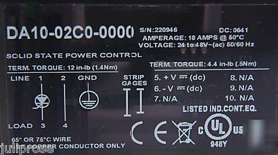 Watlow din-a-mite solid state power control DA10-02CO