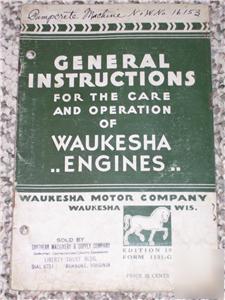 Waukesha gas/gasoline engine owner/operation manual ick