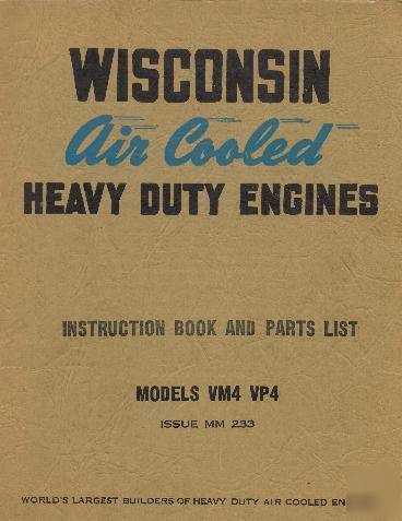 Wisconsin engine instruction and parts manual vmp VM4