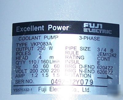  fuji electric VKP083A machine cnc coolant oil pump