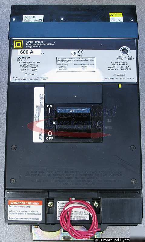 Square d LC366001021 circuit breaker, 600 amp, shunt tr