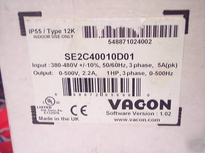 Vacon SE2C40010D01 variable speed ac drive 