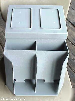 Dispenser: lid,straw & dbl napkins, verticle grey