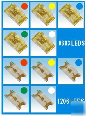 0603 1206 smd led red,yellow,white,blue,green,EACH20PCS