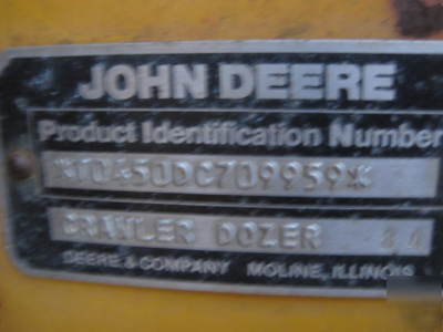1985 john deere 450D dozer, u/c 60%, diesel, orop's