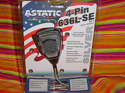 Astatic cb radio 636 l microphone silver wired 4 pin