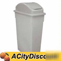 6EA 23 gallon grey plastic space saver trash cans