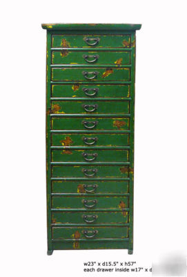 Rustic green multi drawers storage file cabinet S2436S