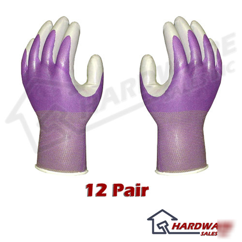 Atlas fit 370 purple nitrile gloves medium m 12-pack