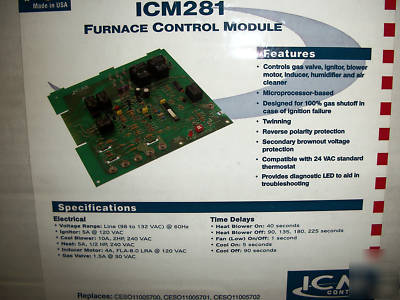 ICM281 carrier replacement furnace control module