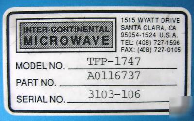 Inter-continental microwave tfp-1747 test fixture 