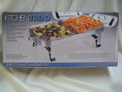 Kitchen trend 3.8QT 2 section covered buffet dish nice 