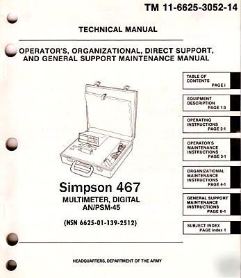 Manual simpson 467 an/psm-45 multimeter paper 96 pages