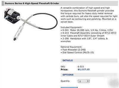 Dumore flexible shaft grinder motor #6-041 pt.of#6-511 