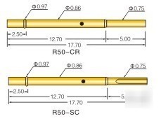 100 Ã— R50-cr 17.70 mm spring test probe receptacles