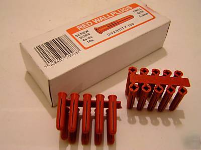 100 red wall plugs drill size 5.5 / 6MM * great value *