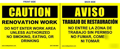 Bilingual caution sign for epa lead rrp work (pkg of 5)