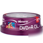 Memorex 25-pk 8X 8.5GB 32025712 dvd+r dual layer media