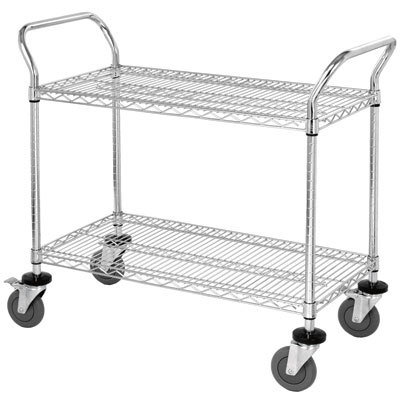 Wire shelving mobile utility cart 2 shelves, 24
