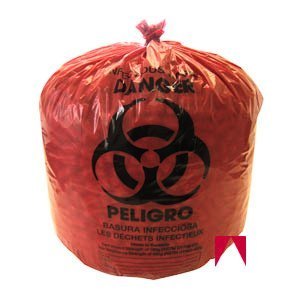 Red bio hazard infectious waste trash bags can liners