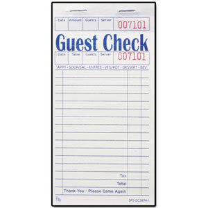 Dps-GC3674-1 green single copy guest checks waiter pads