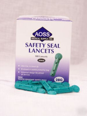 Lancets, sterile 28GA aoss medical safety seal #602018