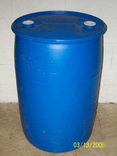 Used 55 gallon blue plastic barrel/drum